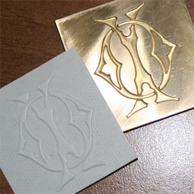 Embossing monogram dies 3 mm tickness (brass) with counterforce